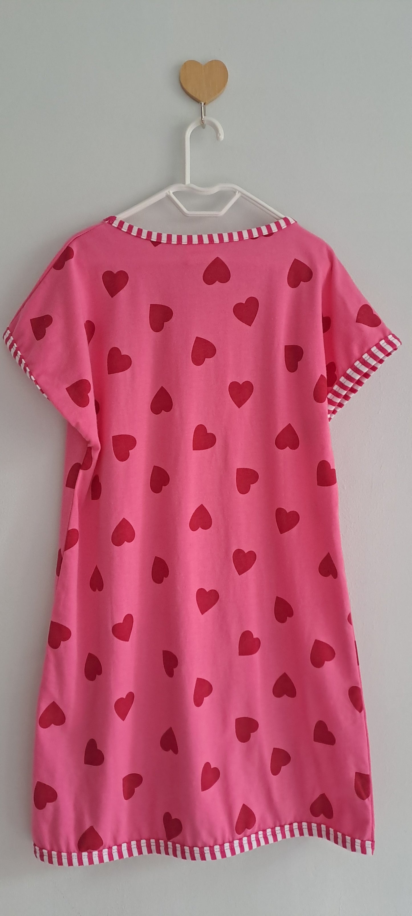 Girls Hot Pink Heart Print Cotton A-Line Dress 4-5 Years