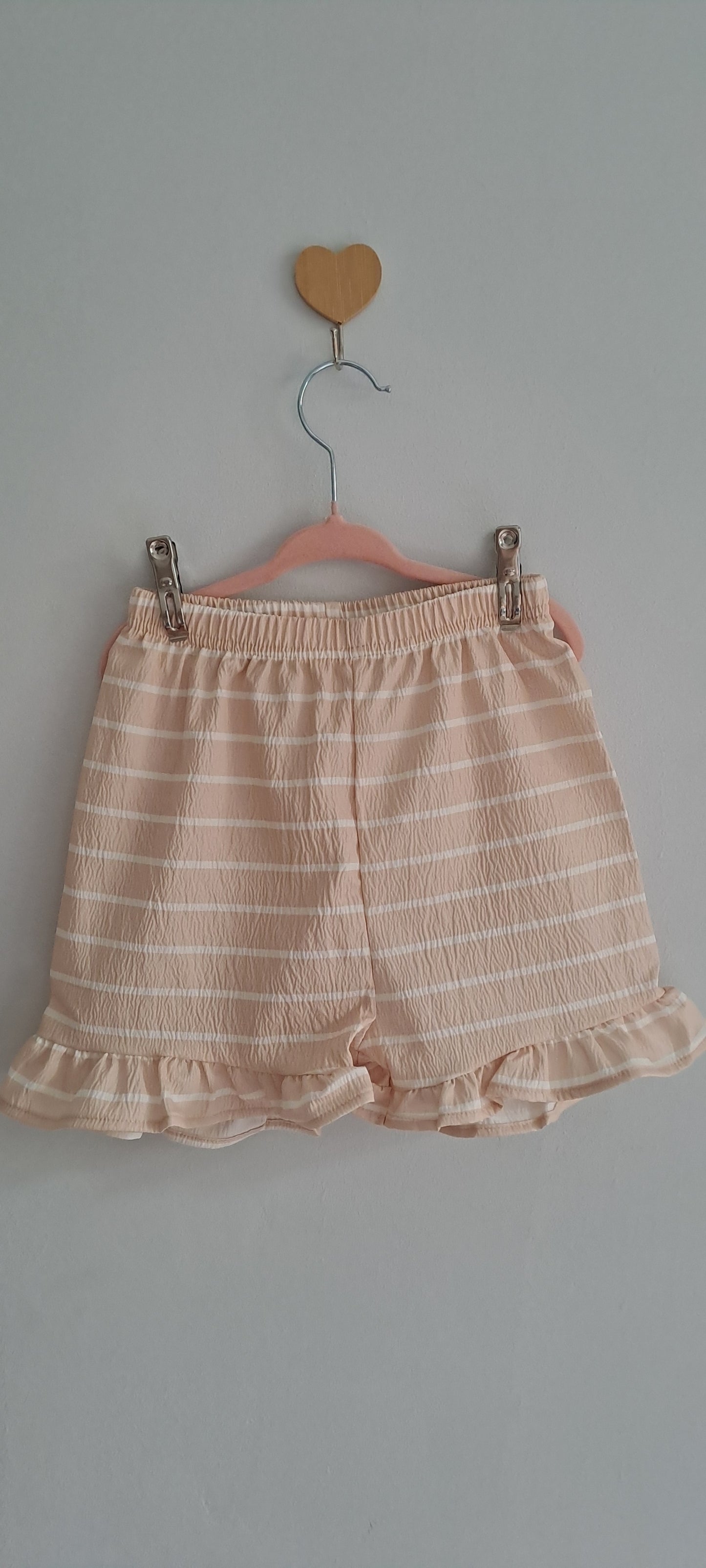 Girls Tan Striped Frill Hem Shorts 3-4 Years