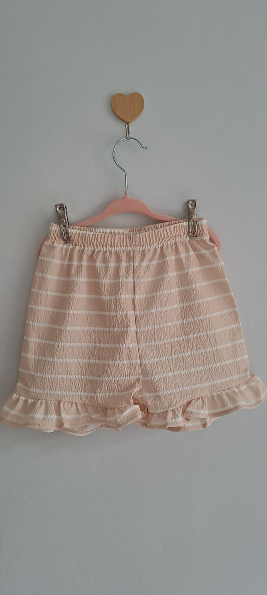 Girls Tan Striped Frill Hem Shorts 3-4 Years