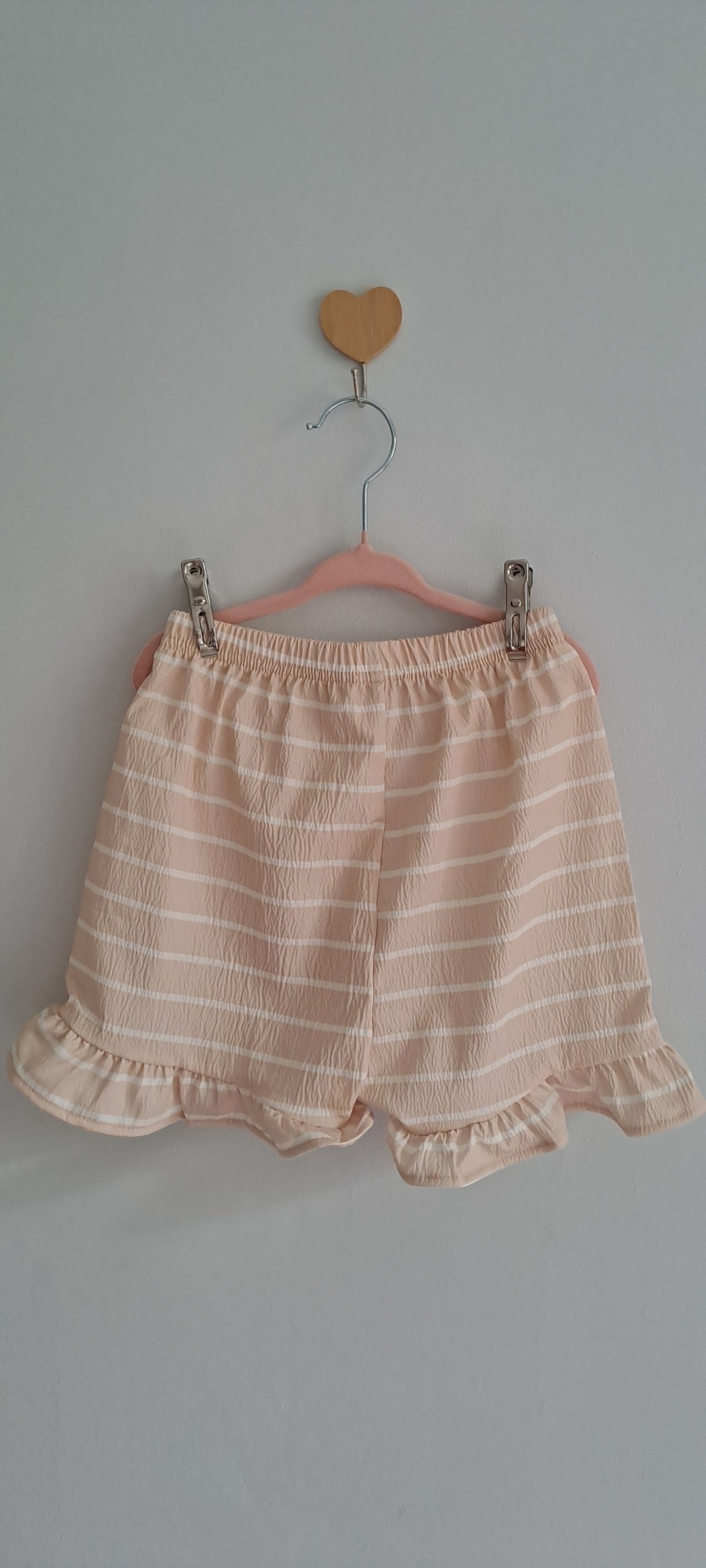 Girls Tan Striped Frill Hem Shorts 3-4 Years