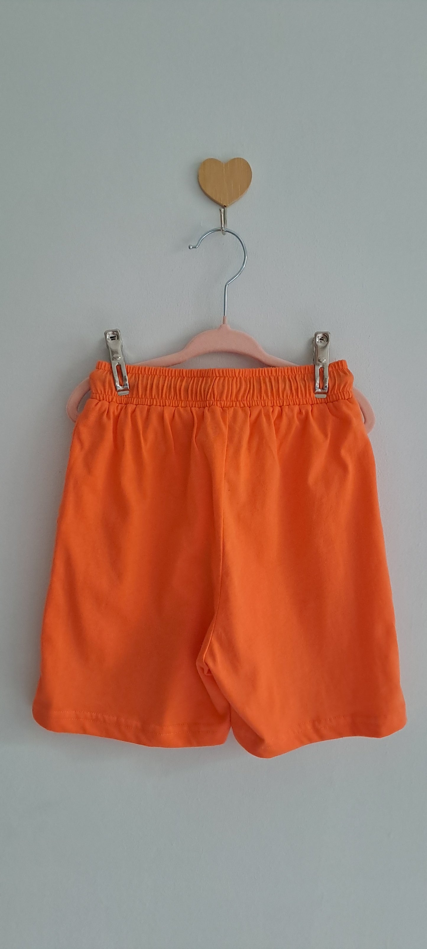 Unisex Neon Orange "Enjoy Every Moment" Cotton Shorts 3-4 Years