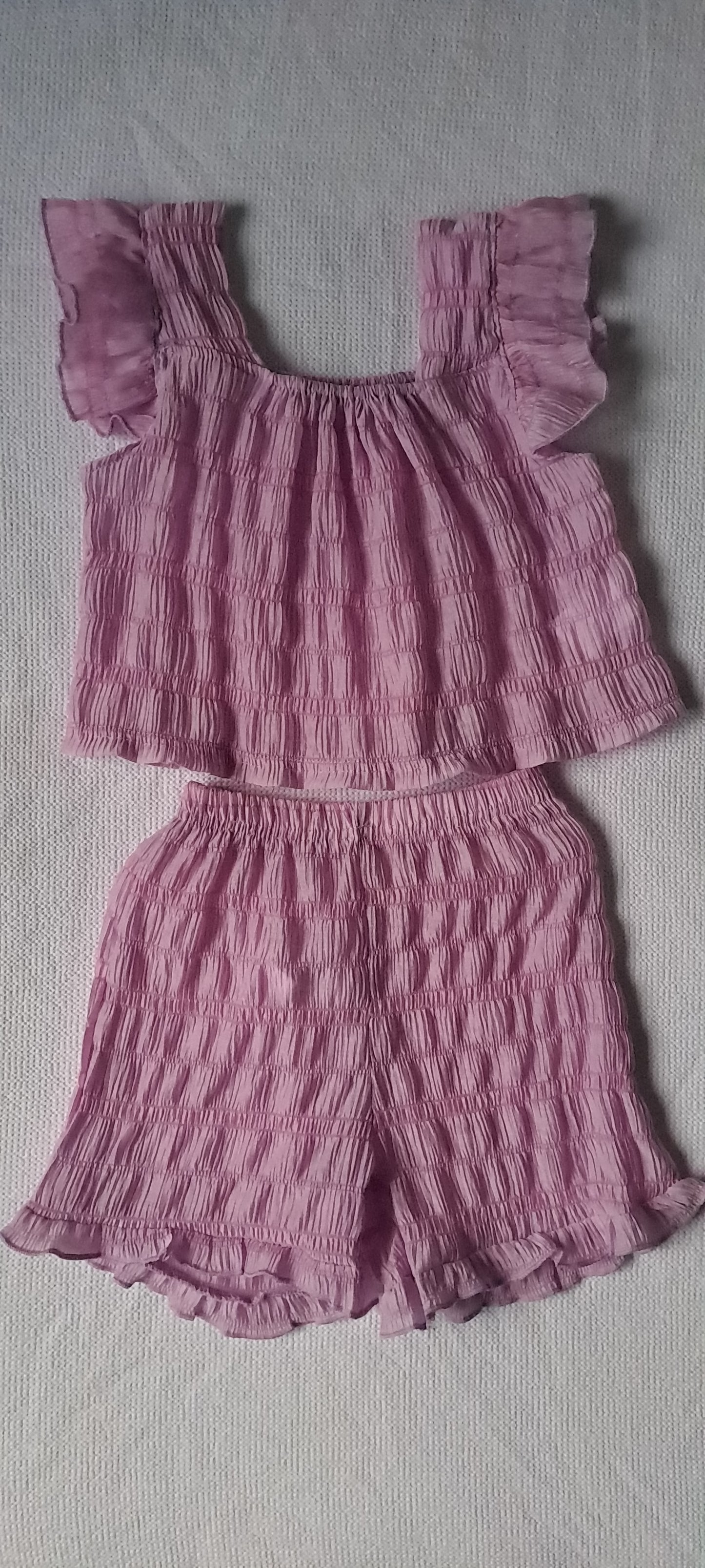 Toddler Girls 2-Piece Smocked Plissé Ruffle Top and Shorts Set 2-3 Years