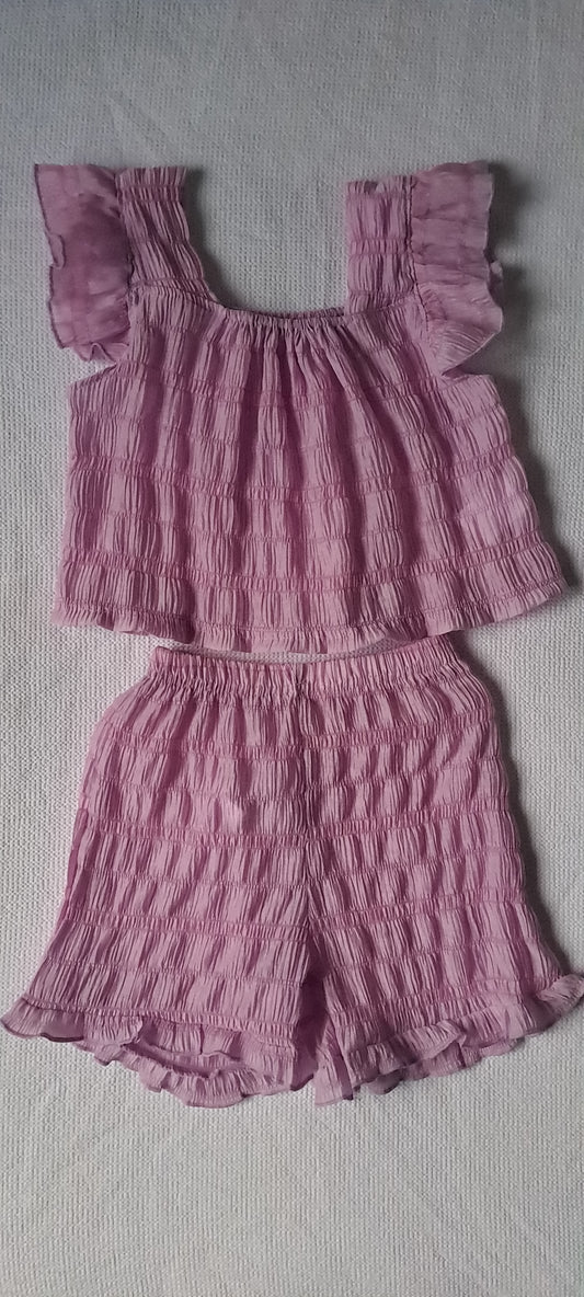 Toddler Girls 2-Piece Smocked Plissé Ruffle Top and Shorts Set 2-3 Years