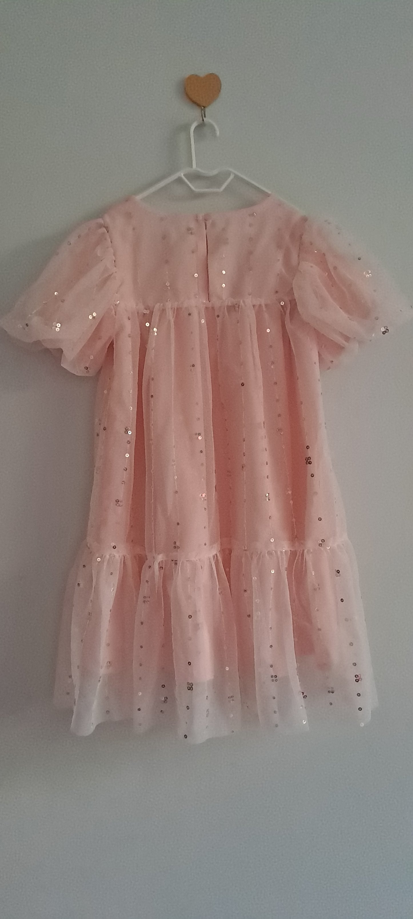 Qtee Girls Pink Sequin Tulle Party Dress 6-7 Years
