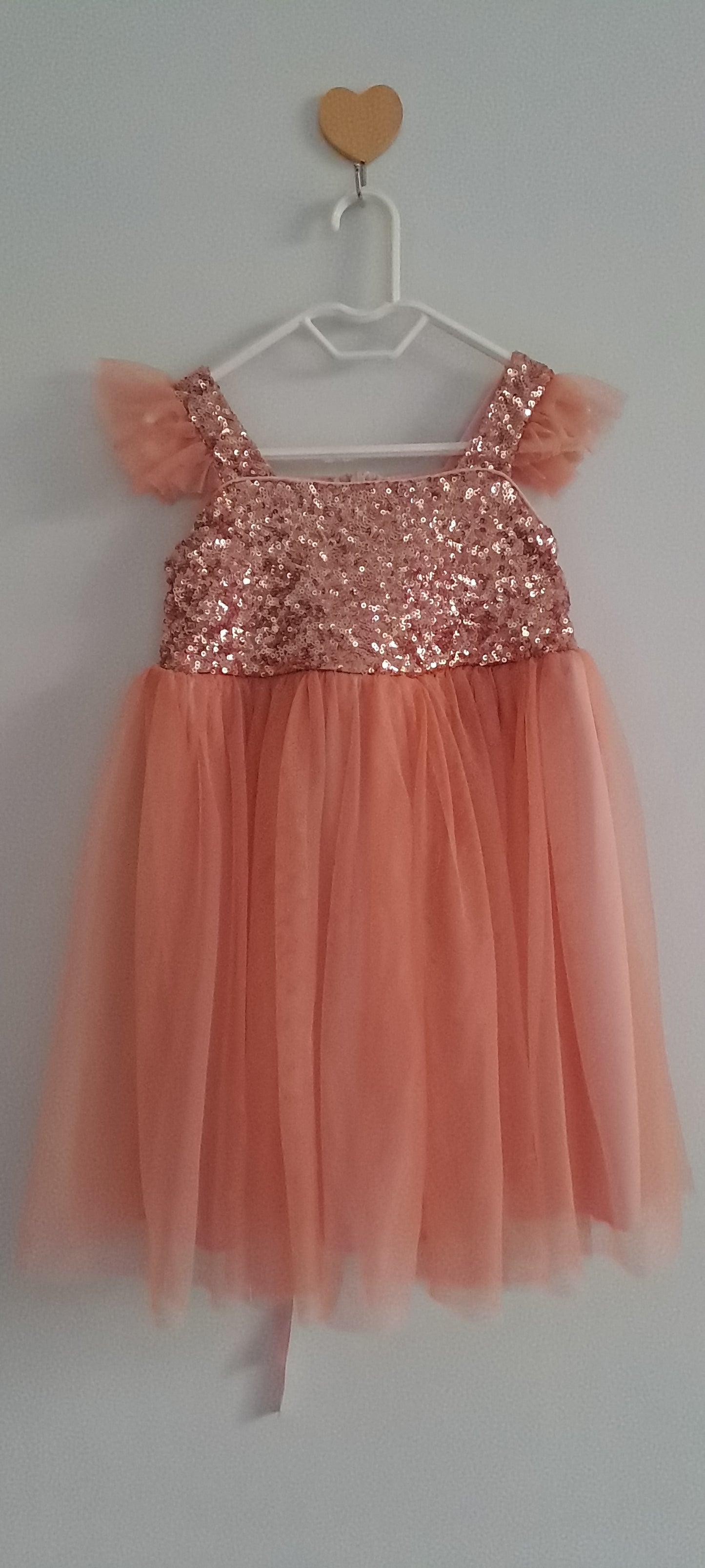 Woolworths Girls Rose Gold Sequin Tulle Party Dress 18-24 Months