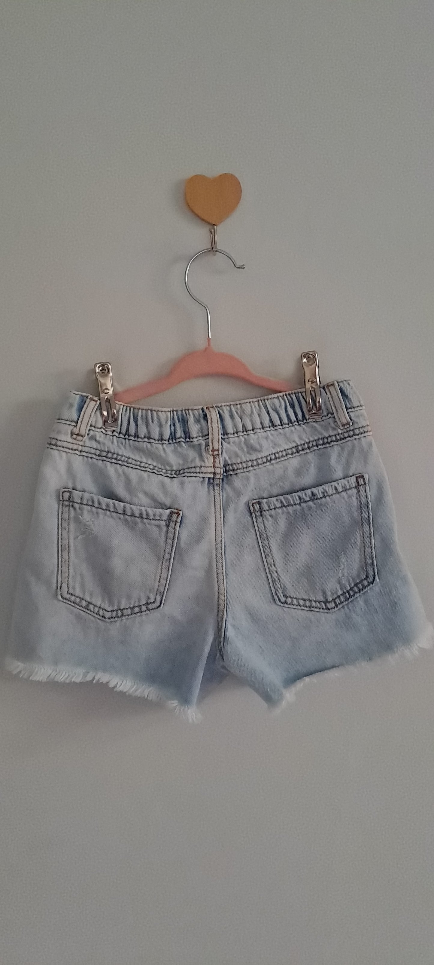 Zara Kids Girls Light Wash Distressed Denim Shorts 5-6 Years