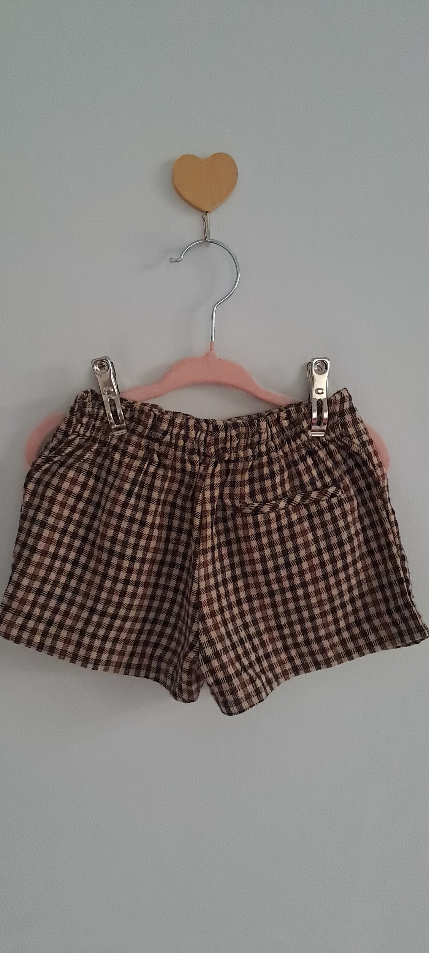Zara Kids Girls Brown Gingham Check Pleated Shorts 3-4 Years
