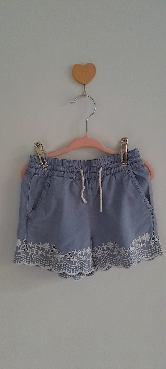 United Colors of Benetton Girls Periwinkle Blue Broderie Shorts 1-2 Years