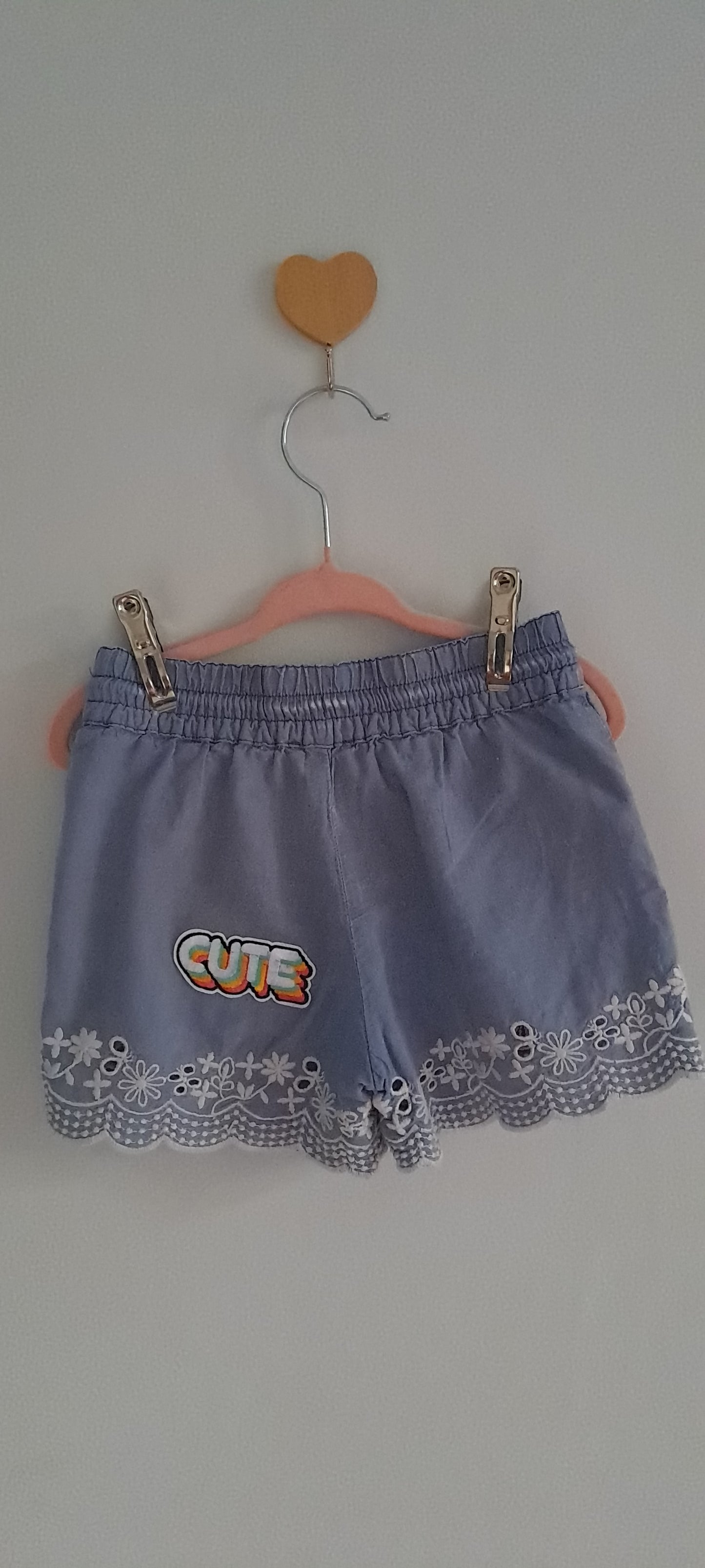 United Colors of Benetton Girls Periwinkle Blue Broderie Shorts 1-2 Years