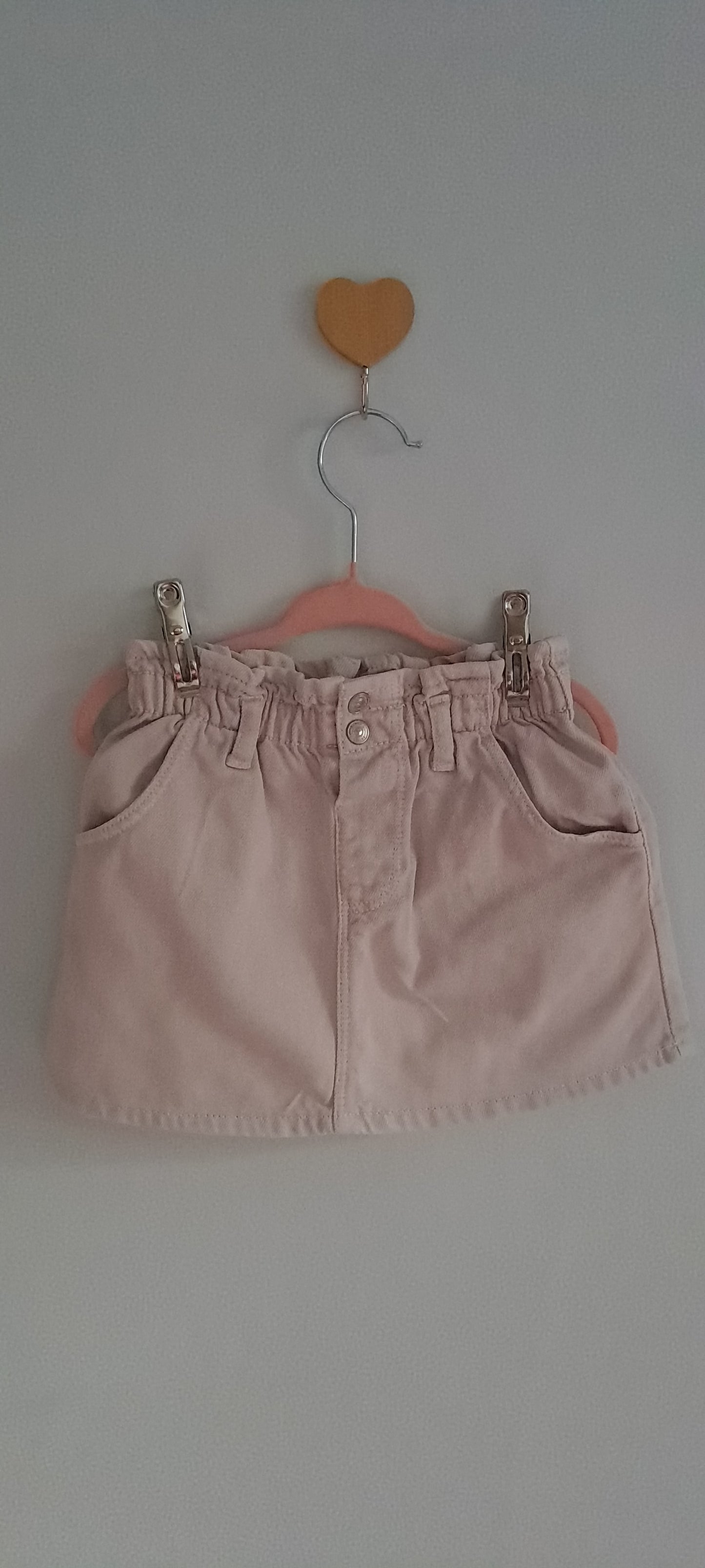 Zara Kids Girls Dusty Pink Paperbag Denim Skirt 2-3 Years
