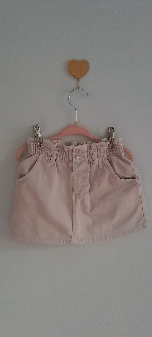 Zara Kids Girls Dusty Pink Paperbag Denim Skirt 2-3 Years