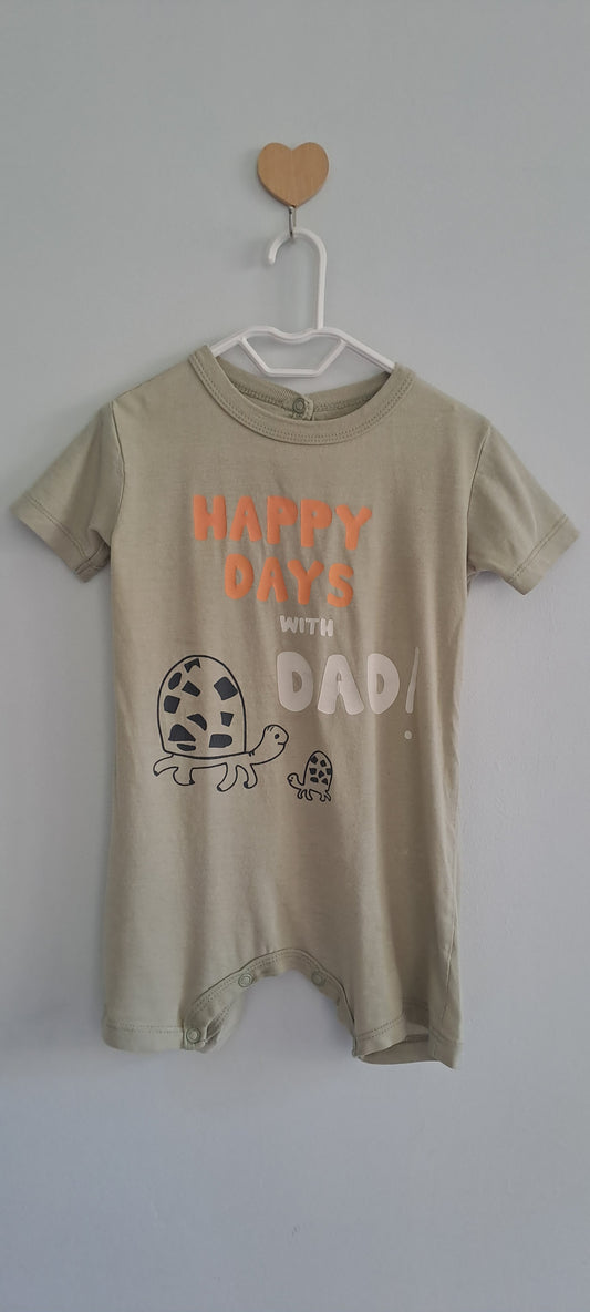 Woolworths Wooliesbabes Happy Days with Dad Short-Sleeve Baby Romper 12-18 Months