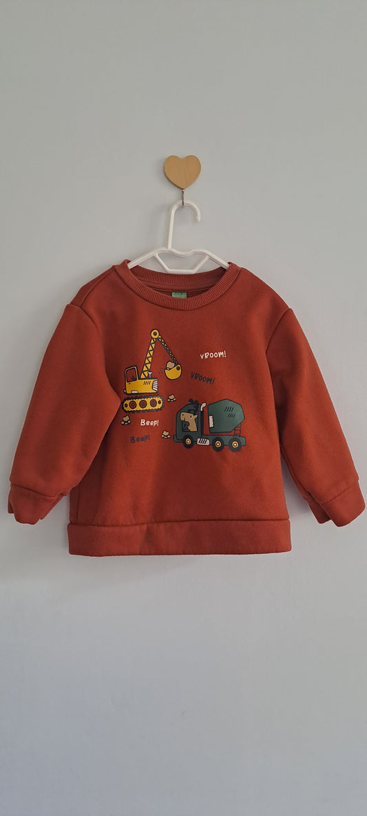 Ackermans Vroom! Beep! Construction Vehicle Fleece Sweatshirt 18-24 Months
