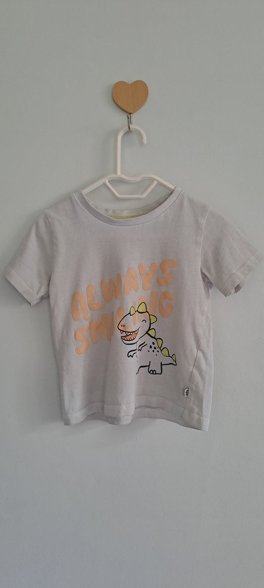Woolworths Wooliesbabes 100% Cotton Always Smiling Dinosaur T-Shirt 6-12 Months