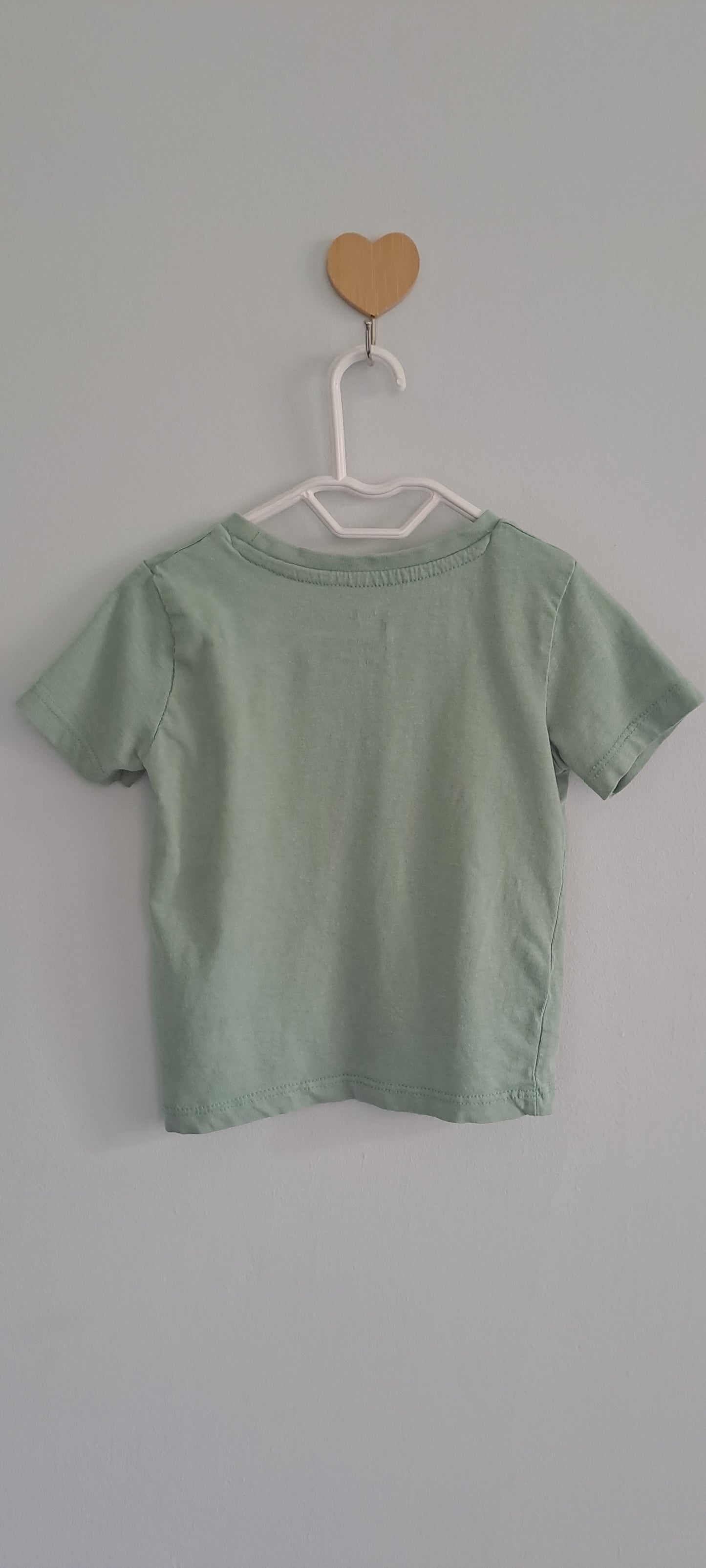 Woolworths Wooliesbabes 100% Cotton Sage Green Dinosaur Pocket T-Shirt 6-12 Months