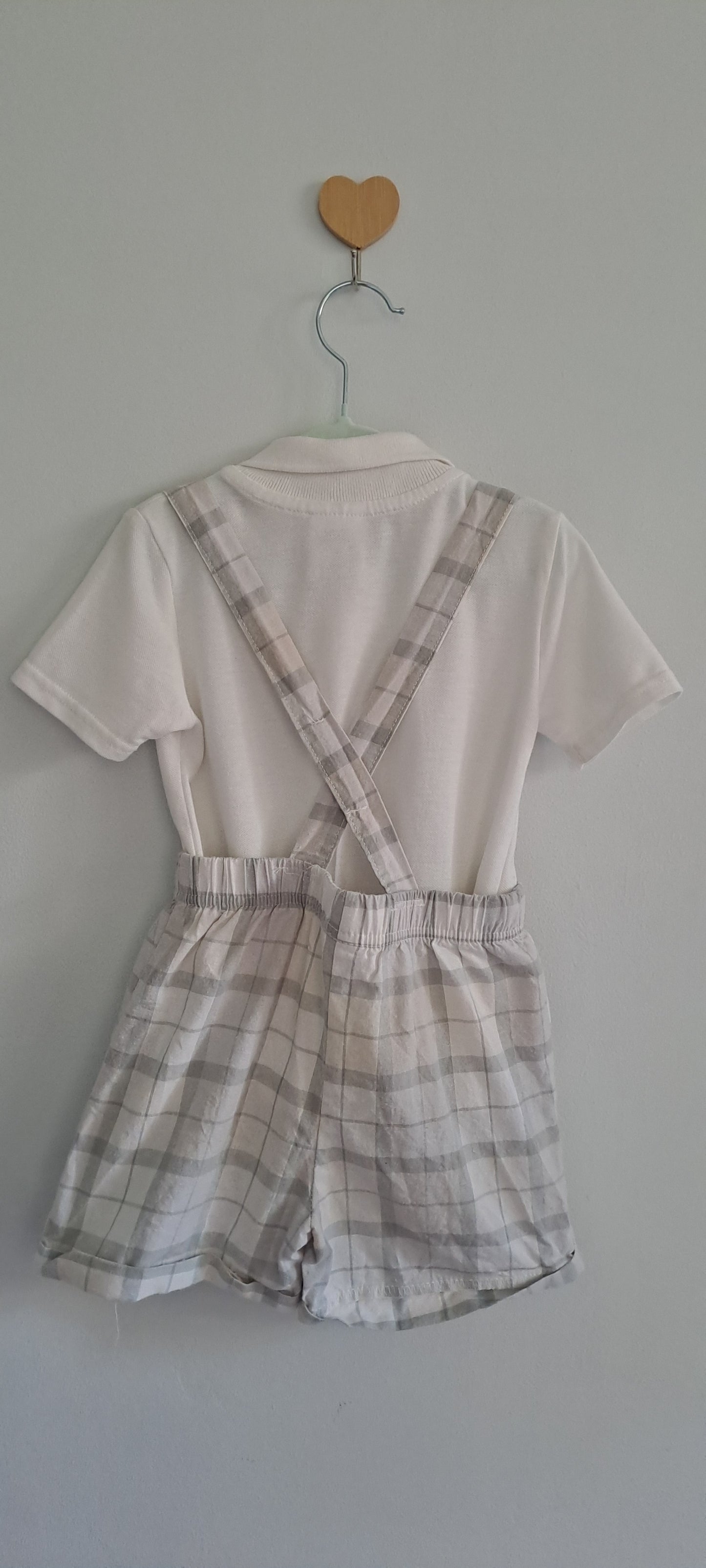 Cuddlesome 3-Piece Plaid Shorts, Polo Shirt & Bowtie Suspenders Set 18-24 Months
