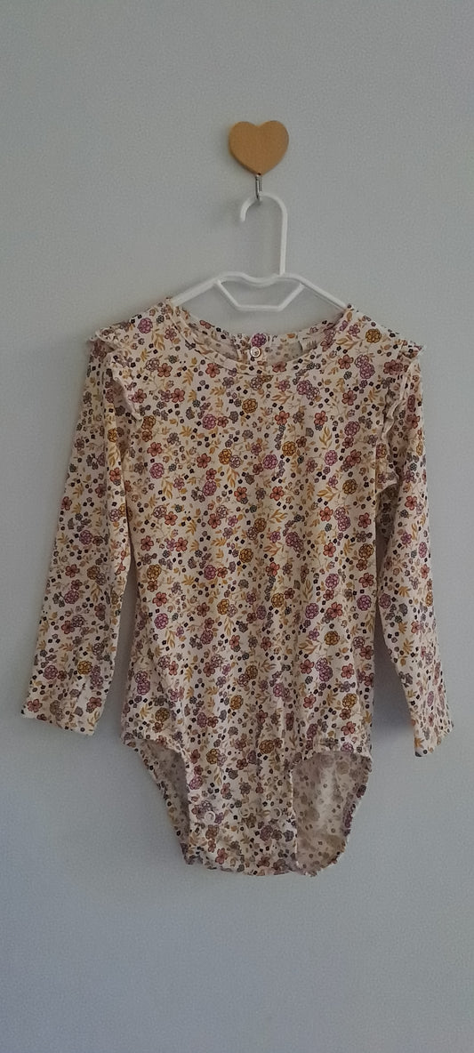 H&M Baby Girls Floral Frill Long Sleeve Bodysuit 18-24 Months
