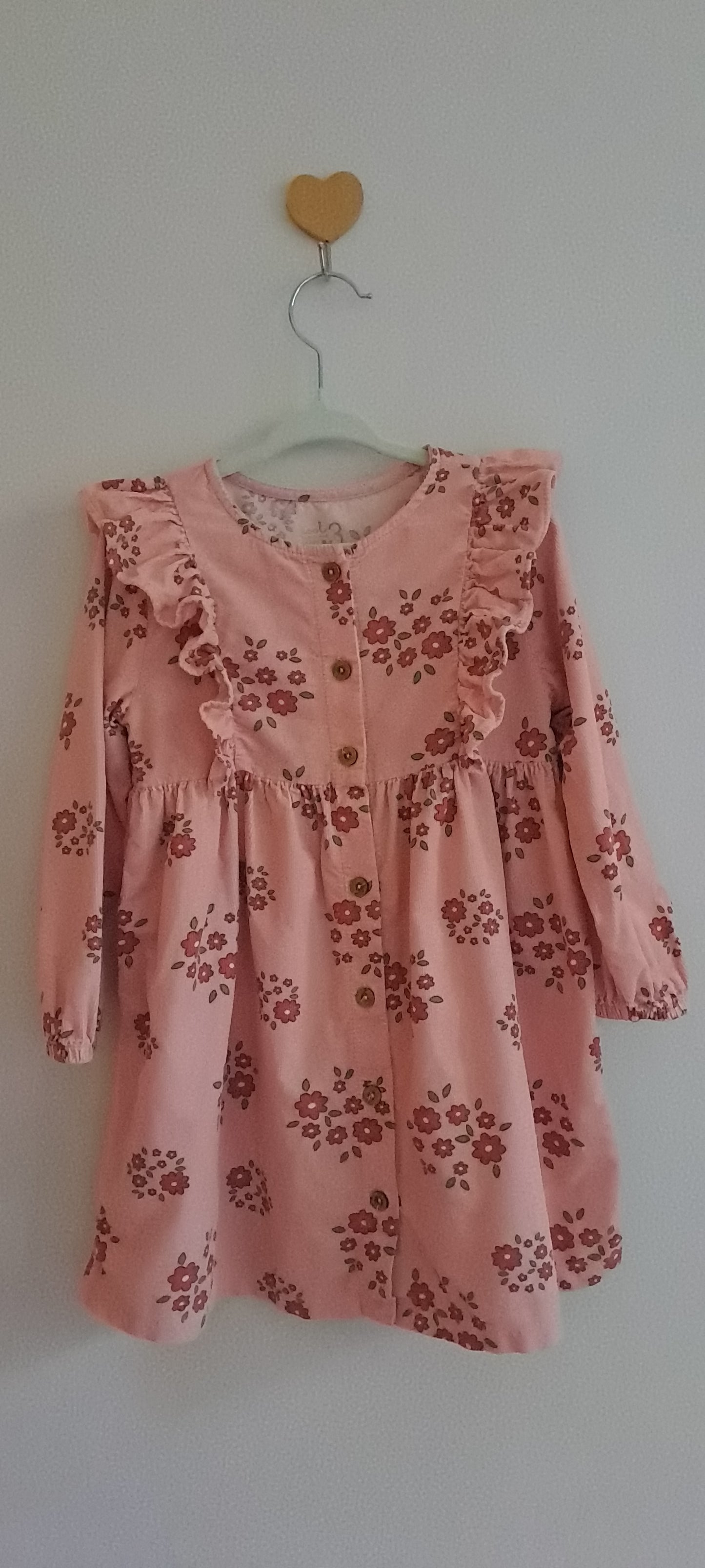 Woolworths Toddler Girls Floral Corduroy Button-Down Ruffle Dress 2-3 Years