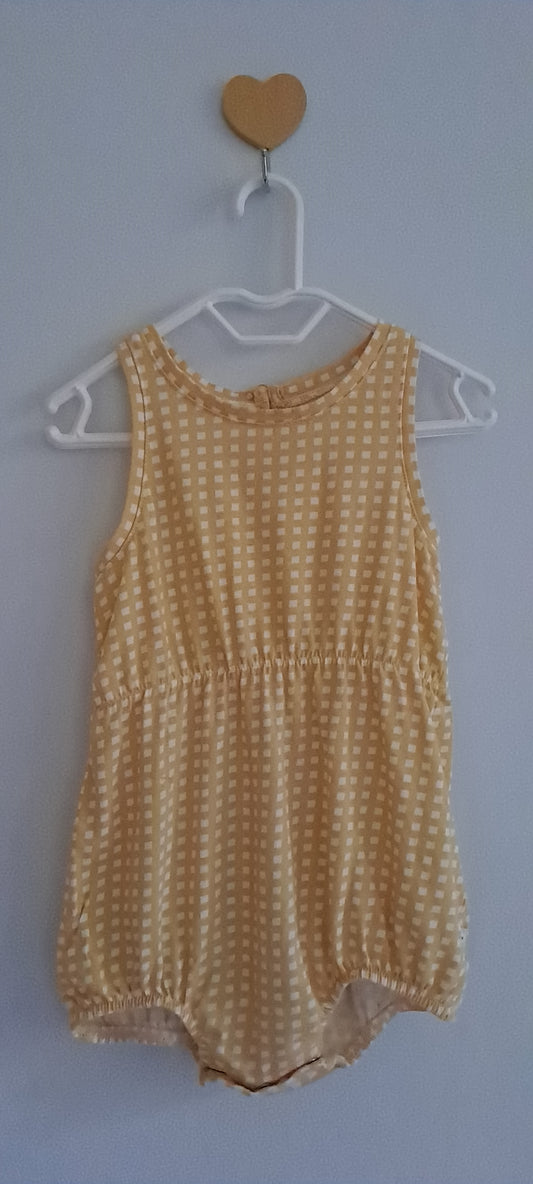 Woolworths Baby Girls Yellow Gingham Sleeveless Romper 12-18 Months