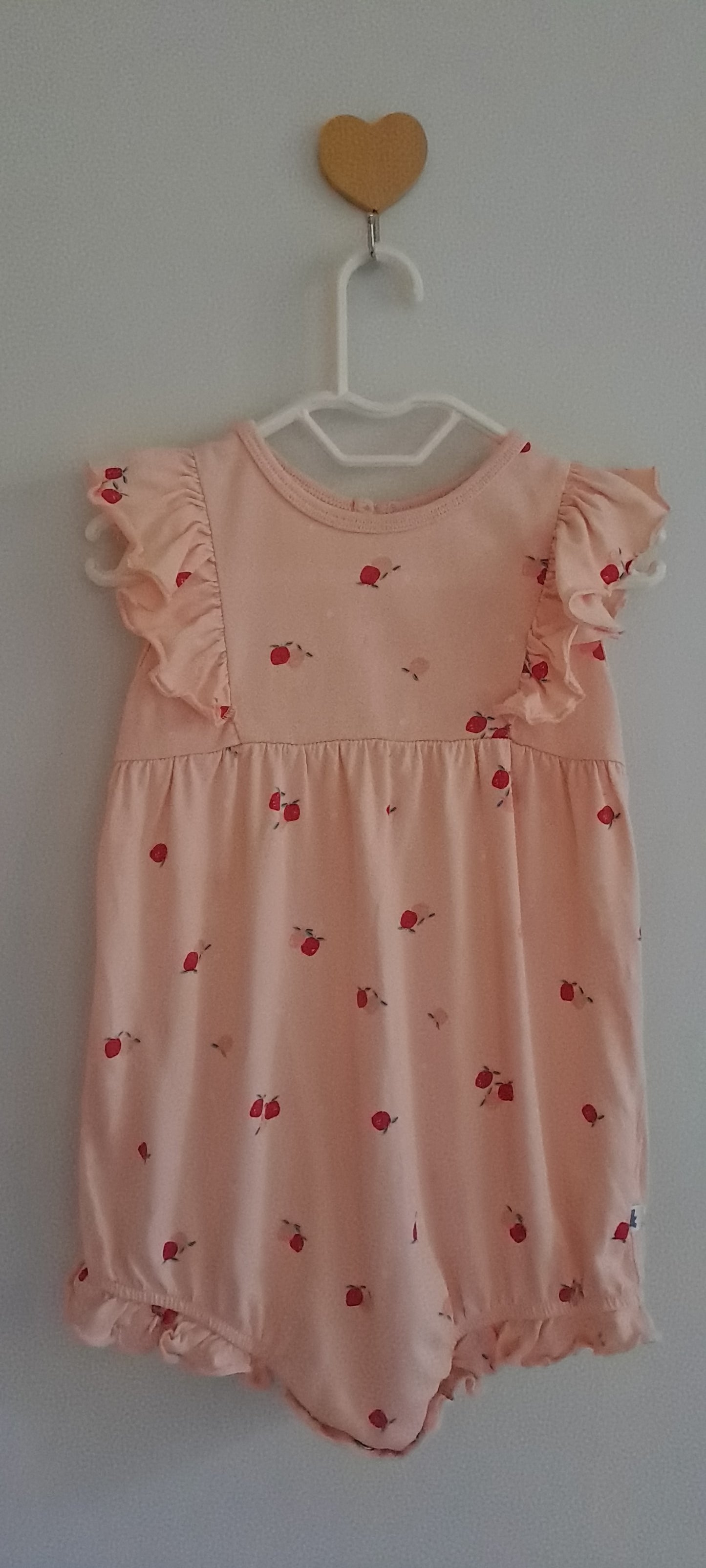 Woolworths Baby Girls Pink Apple Ruffle Sleeveless Romper 12-18 Months