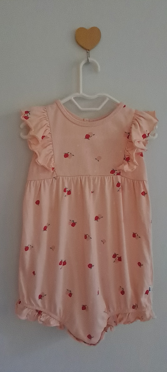 Woolworths Baby Girls Pink Apple Ruffle Sleeveless Romper 12-18 Months