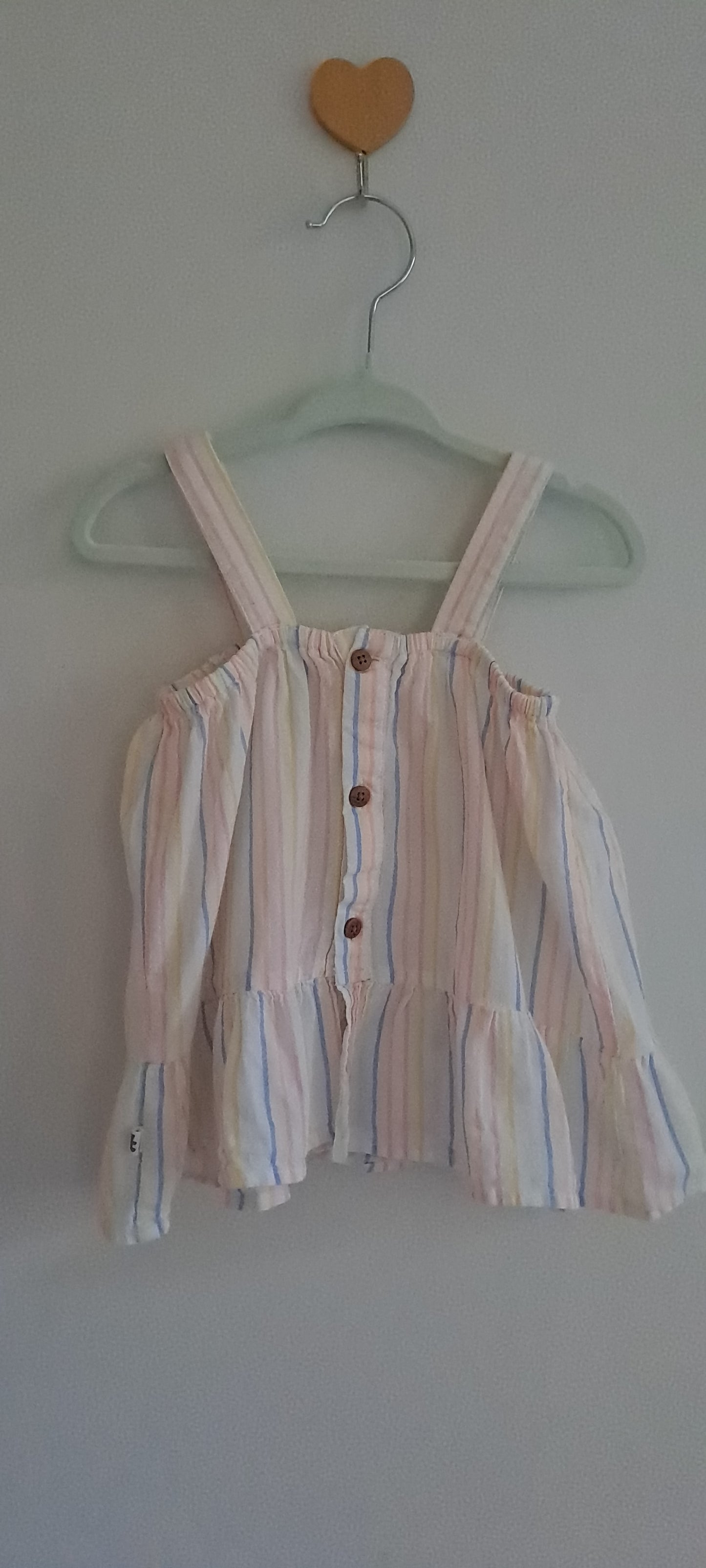 Woolworths Toddler Girls Pastel Stripe Cold-Shoulder Ruffle Top 12-18 Months