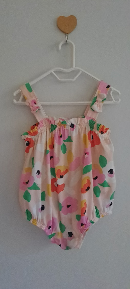 Woolworths Baby Girls Floral Bow-Detail Sleeveless Romper 12-18 Months