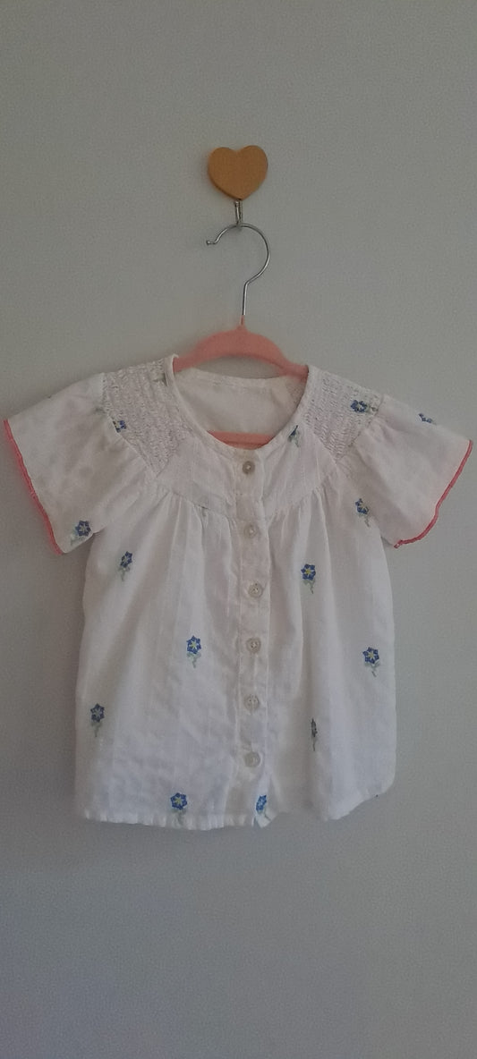 Woolworths Toddler Girls Smocked Floral Button-Down Top 18-24 Months