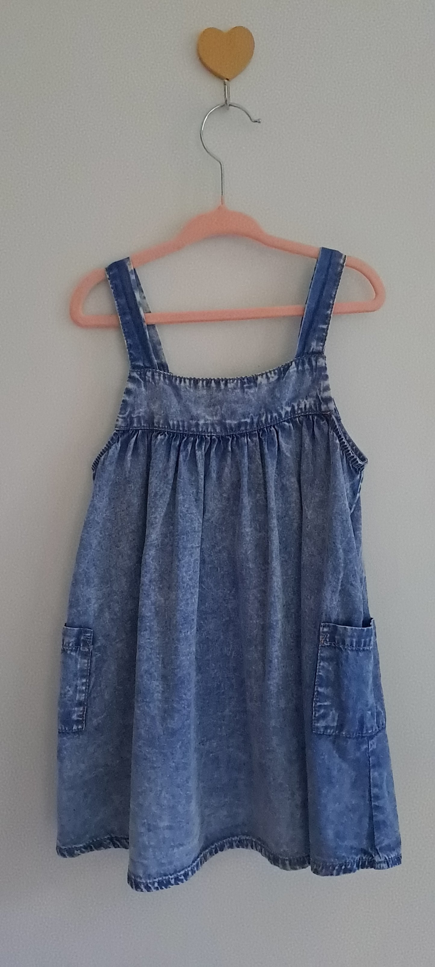 Cotton On Kids Toddler Girls Acid Wash Denim Pinafore Dress 18-24 Months