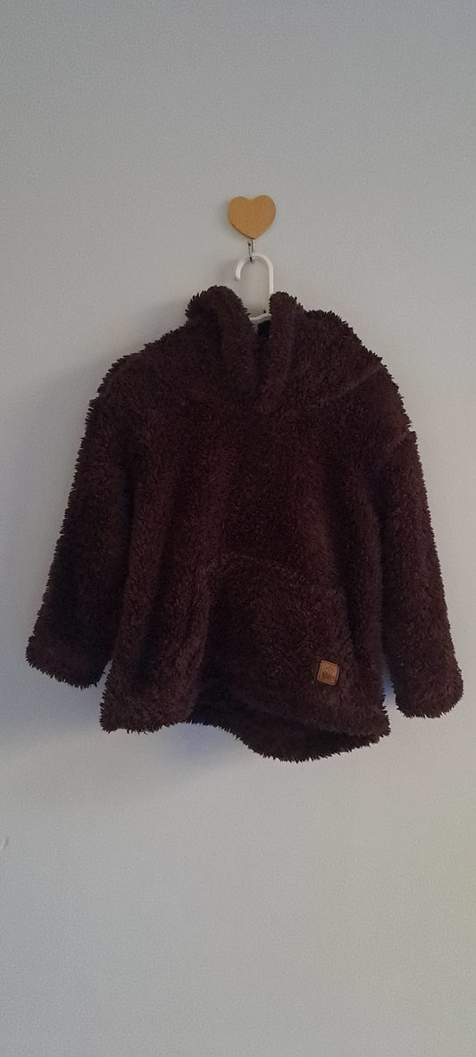Ackermans Toddler Boys Dark Chocolate Brown Teddy Fleece Hoodie 24-36 Months