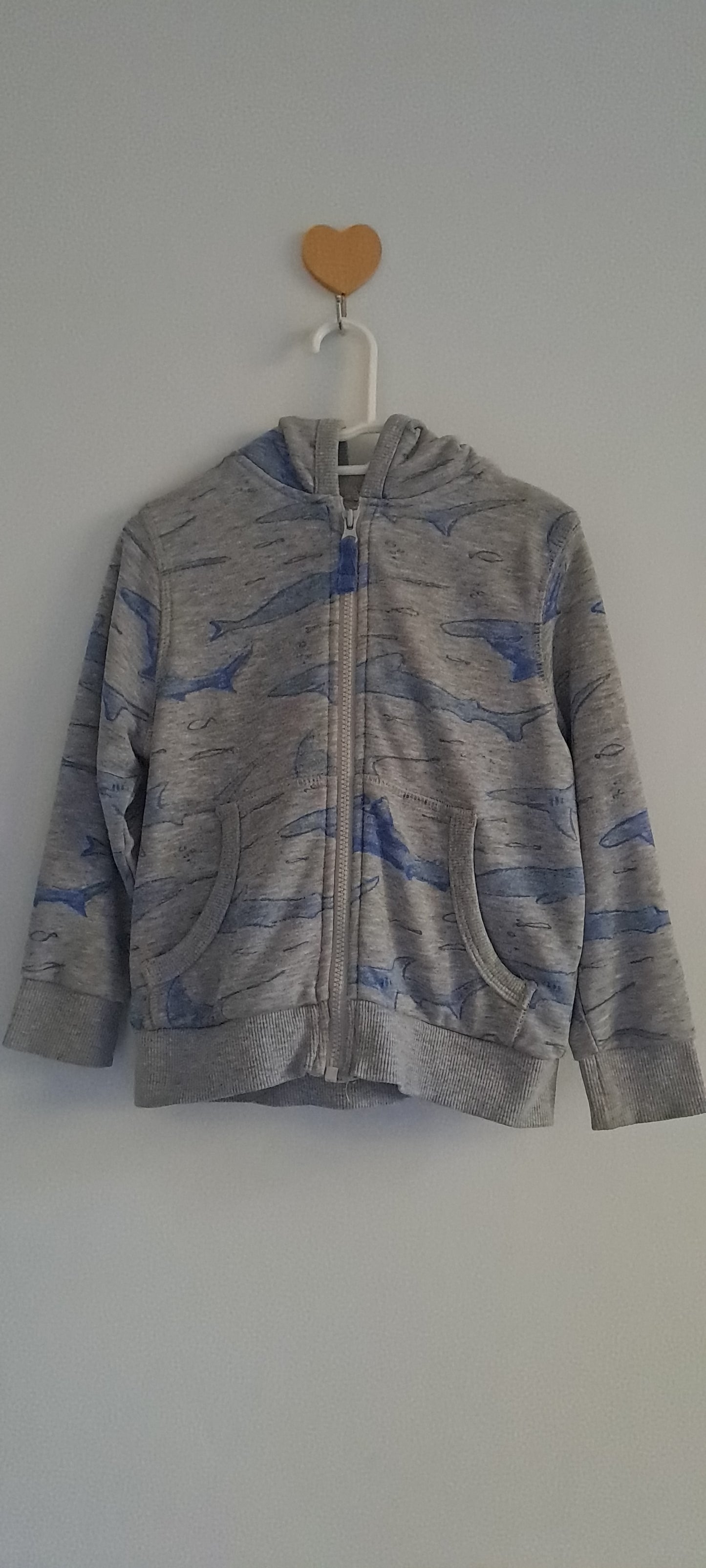 TU Kids Toddler Boys Grey Shark Print Zip-Up Hoodie 18-24 Months