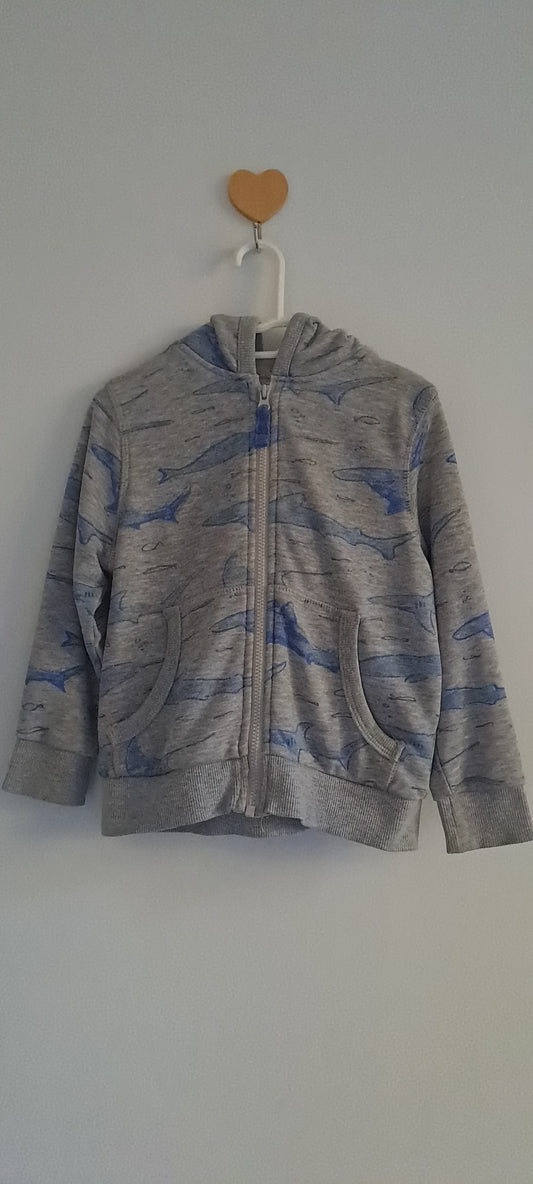TU Kids Toddler Boys Grey Shark Print Zip-Up Hoodie 18-24 Months