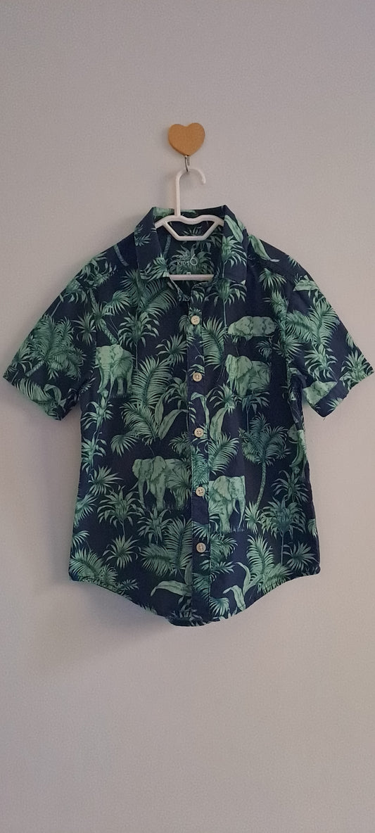 Woolworths Boys Tropical Jungle Elephant Button-Down Shirt 5-6 Years