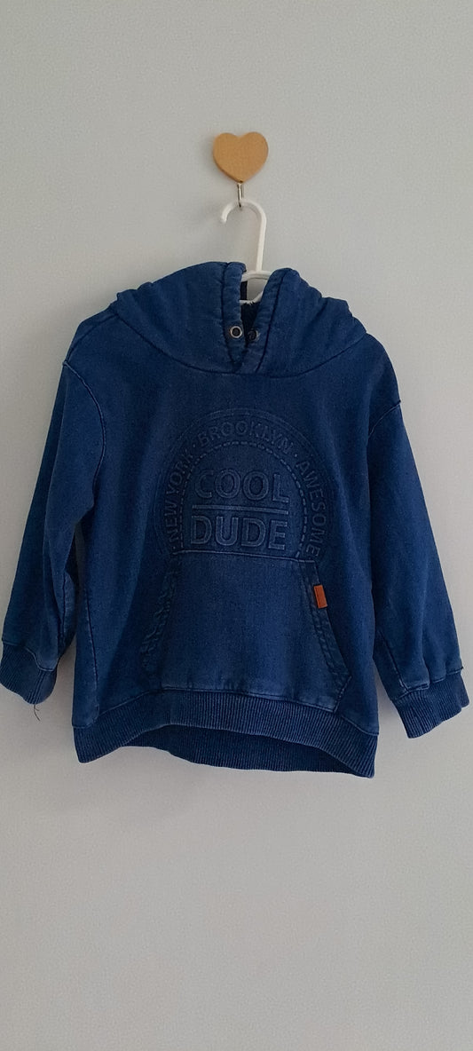 Ackermans Boys "Cool Dude" Embossed Denim Blue Hoodie 18-24 Months