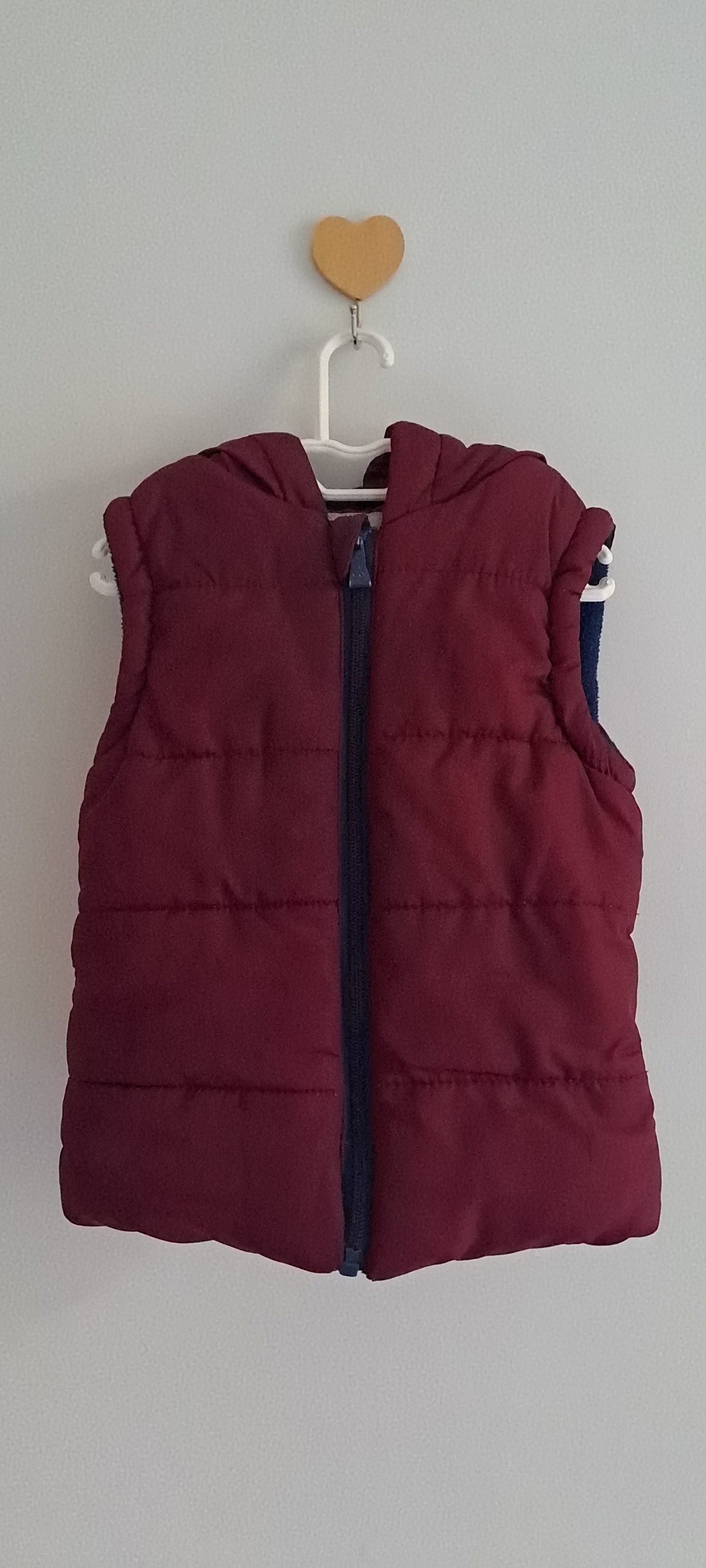 Waga Dude Boys Burgundy Hooded Puffer Gilet Vest 2-3 Years