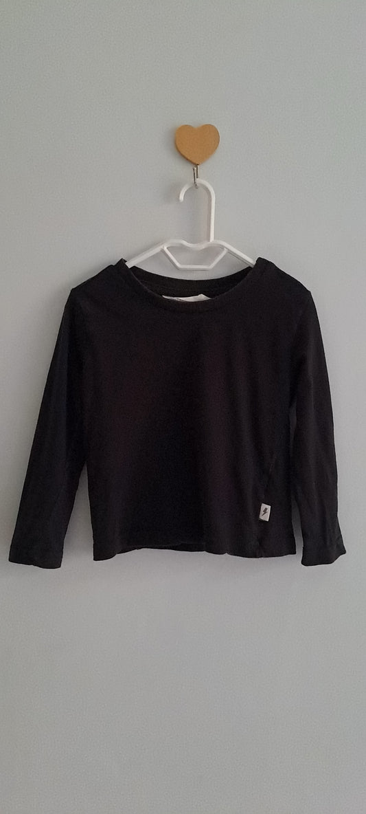 Real Kids Boys Plain Black Long Sleeve Cotton Tee 1-2 Years