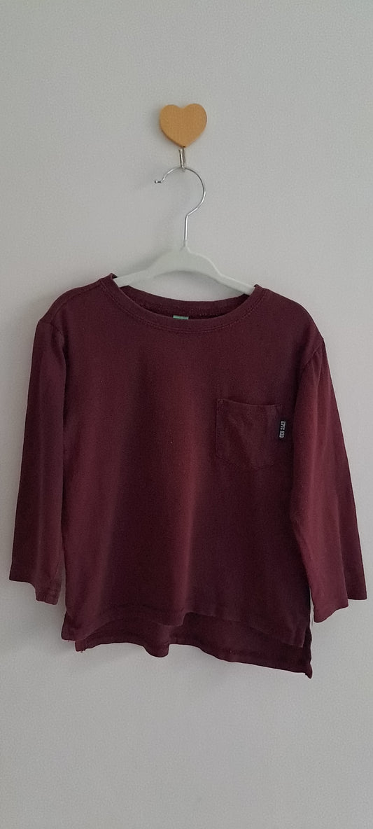 Ackermans Boys Maroon Pocket Long Sleeve Cotton Tee 18-24 Months