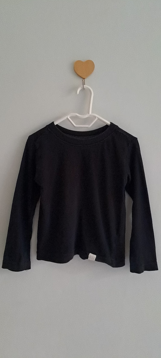 Real Kids Boys Plain Charcoal/Black Long Sleeve Cotton Tee 1-2 Years