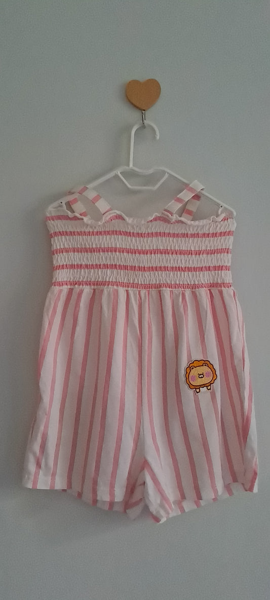 White & Pink Striped Playsuit H&M 12-18 Months
