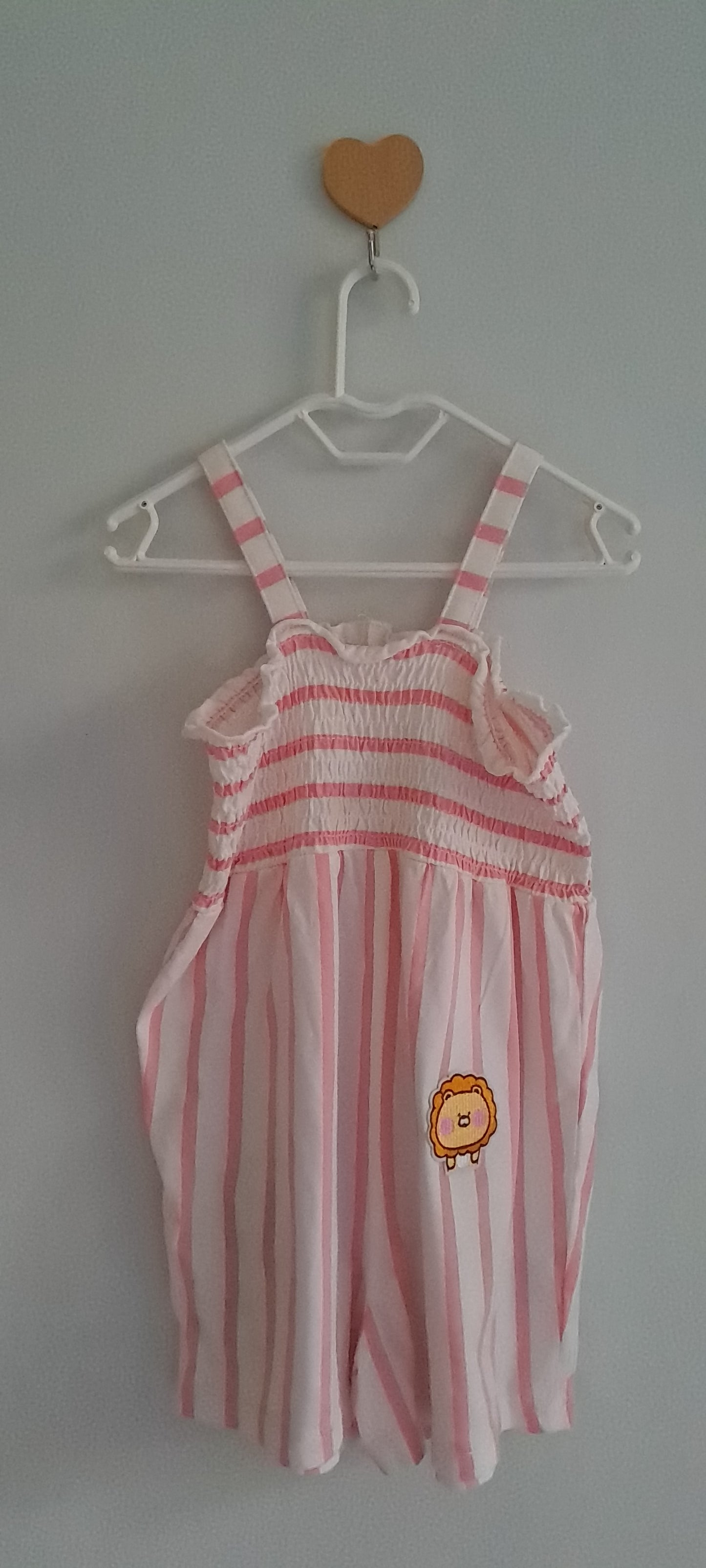 White & Pink Striped Playsuit H&M 12-18 Months