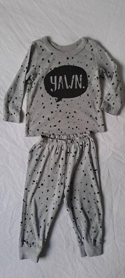 Woolworths Baby Boys Grey "Yawn" Speckled Cotton Pyjama Set 12-18 Months