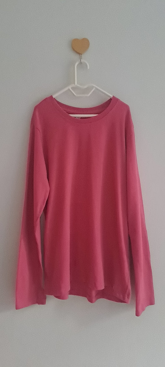 Real Kids Girls Plain Pink Long Sleeve Cotton Tee 9-10 Years