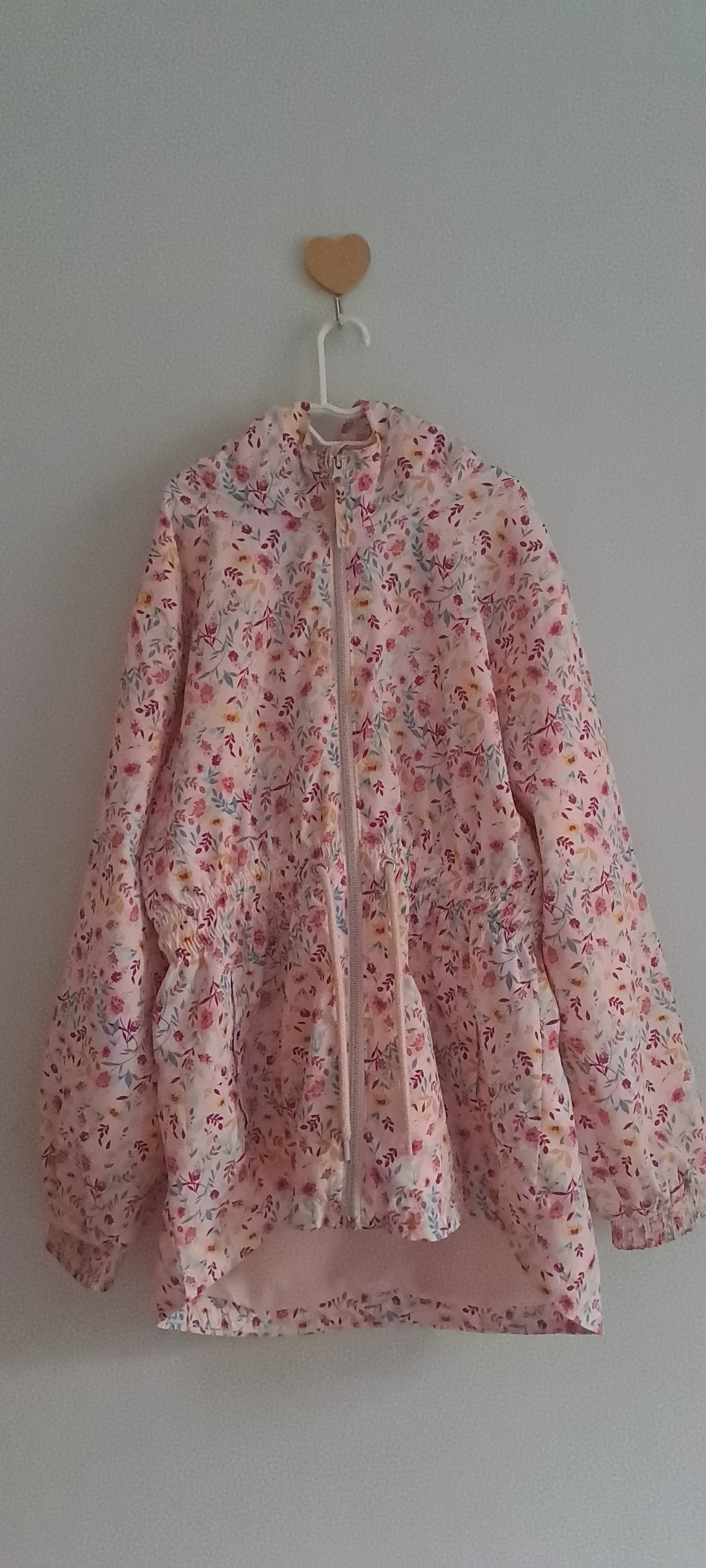 Real Kids Girls Pink Floral Hooded Raincoat Parka Jacket 9-10 Years