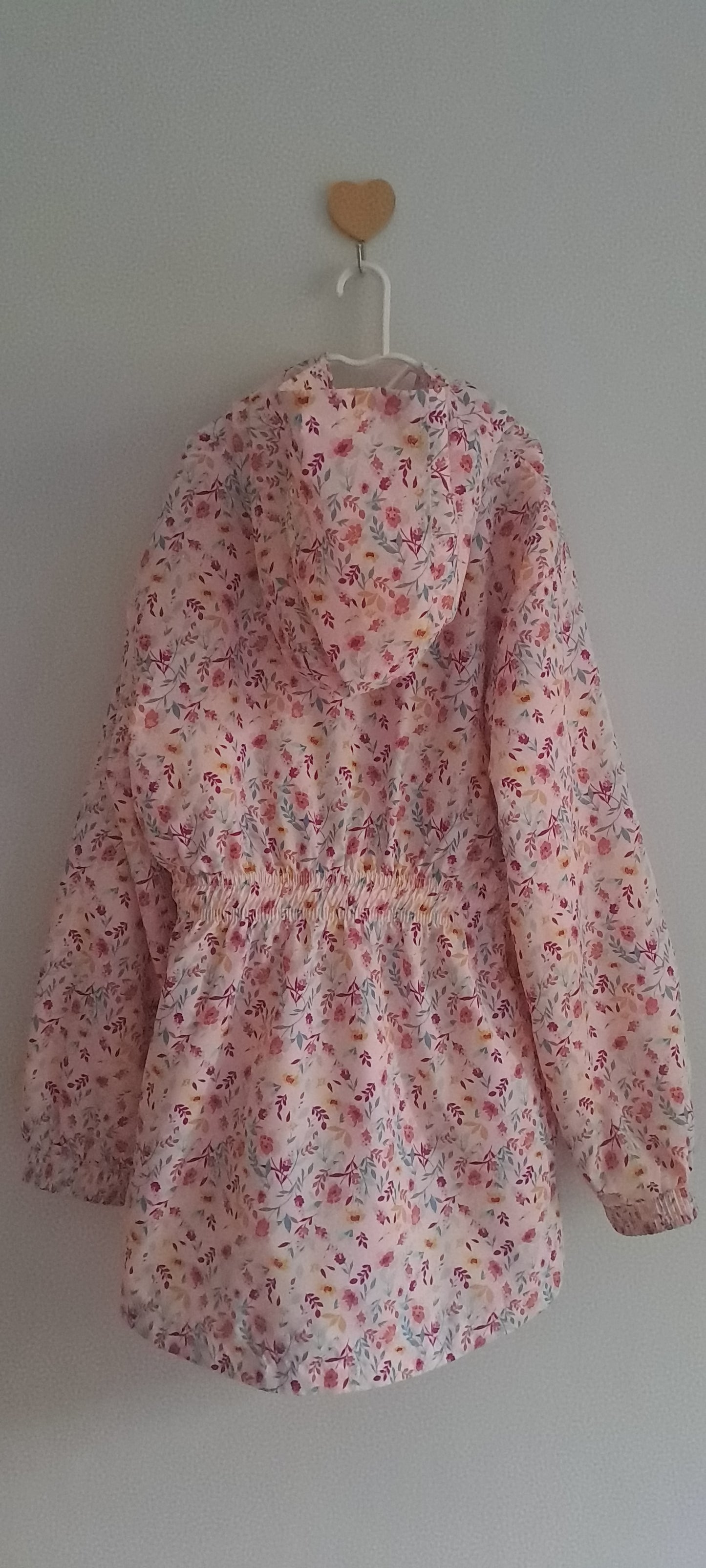 Real Kids Girls Pink Floral Hooded Raincoat Parka Jacket 9-10 Years