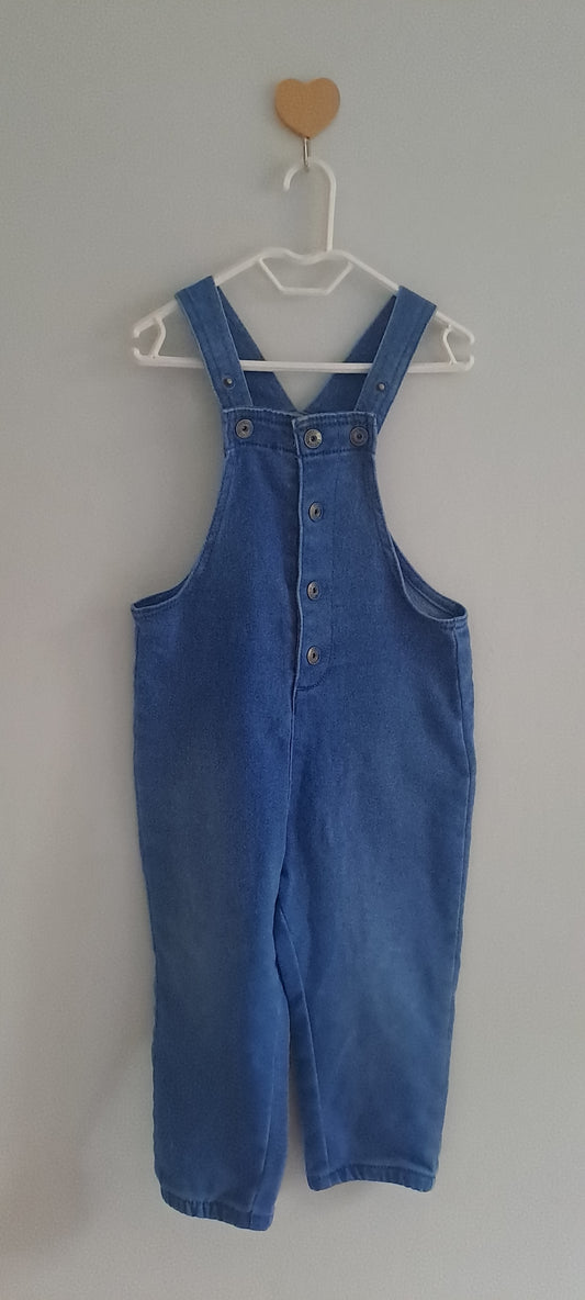 Kuniboo Baby Boys Blue Denim Button-Front Dungarees 12-18 Months