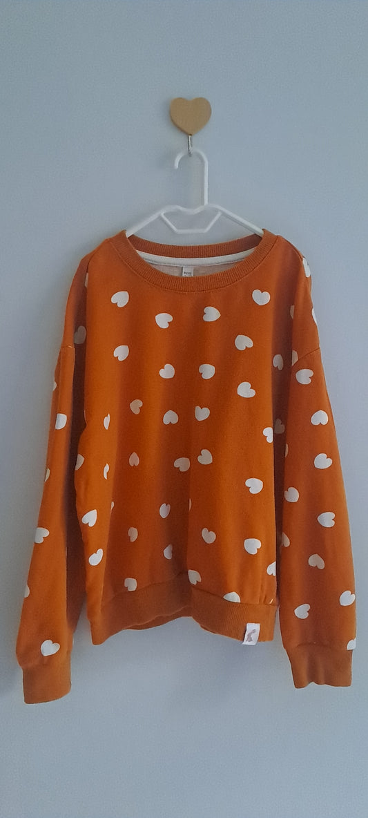 Real Kids Girls Burnt Orange Heart Print Fleece Sweatshirt 7-8 Years