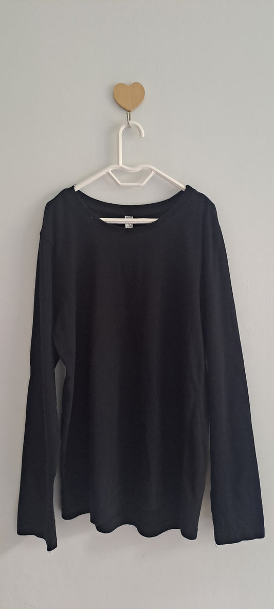 Real Kids Girls Plain Black Long Sleeve Cotton Tee 9-10 Years