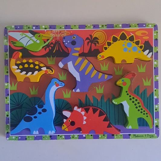 Melissa & Doug Dinosaurs Chunky Wooden Puzzle 7 Pieces