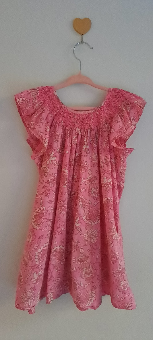 Collette Dinnigan x Cotton On Kids Girls Pink Floral Smocked Flutter Dress 3-4 Years