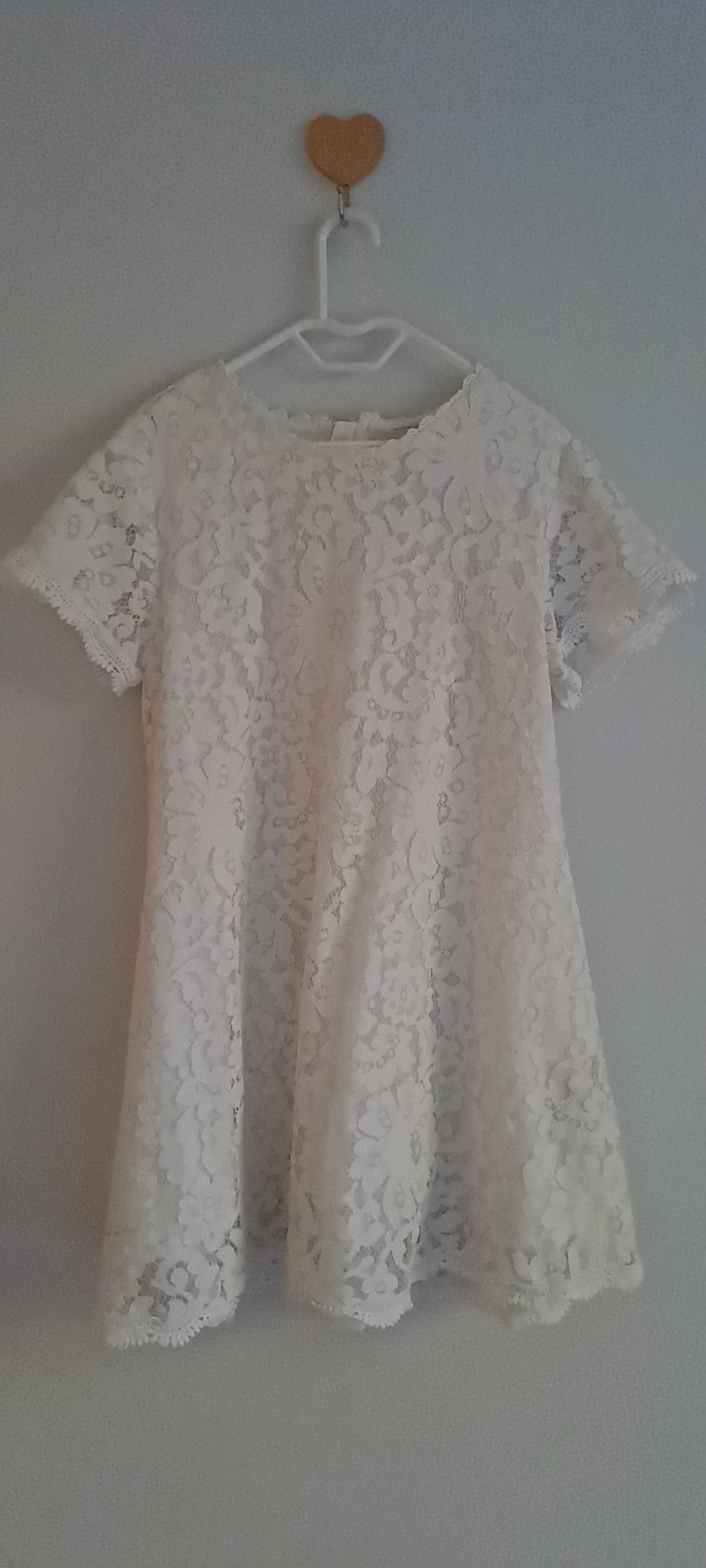 Forever 21 Girls White Floral Guipure Lace Shift Dress 5-6 Years